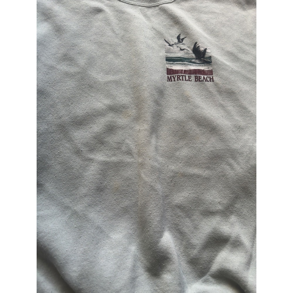 Vintage Hanes Myrtle Beach Embroidered Sweatshirt Sage Green Crewneck Large - Picture 9 of 10